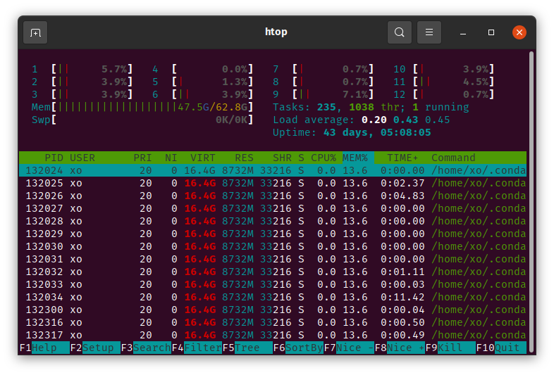 htop screenshot